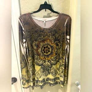 Cache long sleeve print top size L